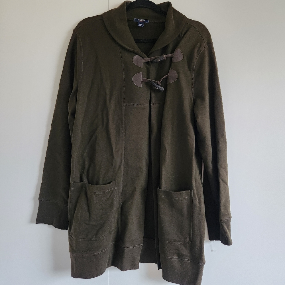 Chaps Denim Olive Green Toggle Cardigan Jacket XL Cotton